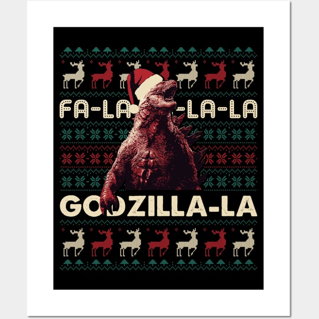 Christmas Godzilla Wall Art by mia_me